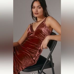 Anthropologie V-Neck Velvet Dress